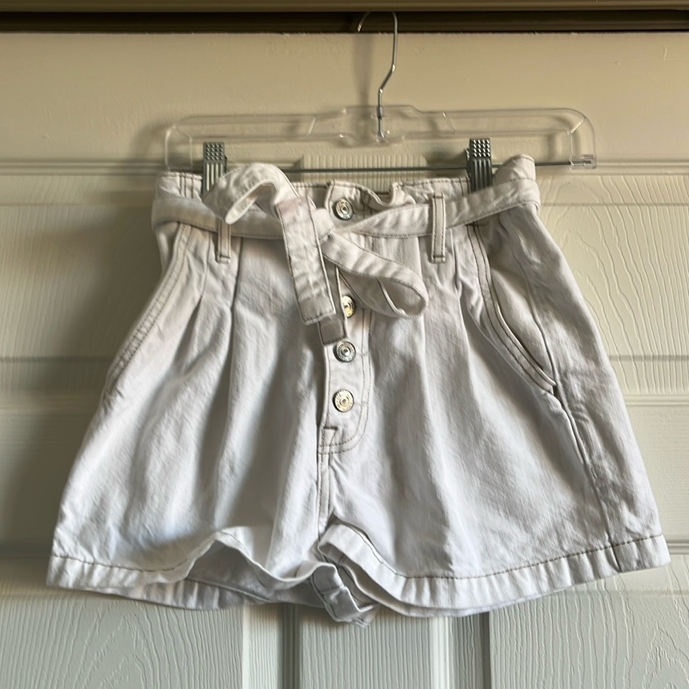 Abercrombie and Fitch White Denim Shorts with Tie